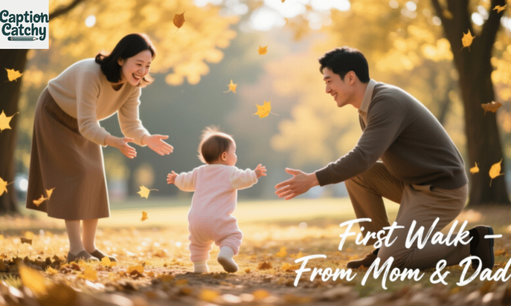 First Walk Captions from Mom and Dad