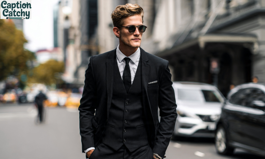 Cool Black Suit Captions For Modern Style 2026